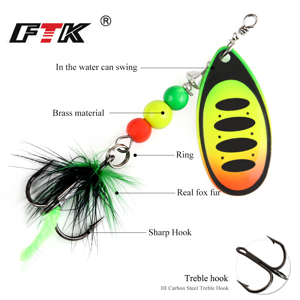 طعم صيد FTK سبينر بيت 7 جرام 8 - مراجعة Fishing Hook Treble وسعره