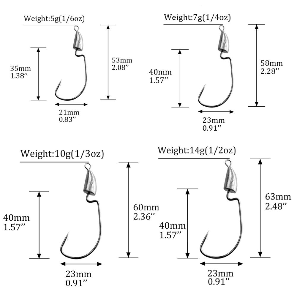 THKFISH 10 قطعة كرنك تهزهز رئي - مراجعة Fishing Hook Weedless وسعره